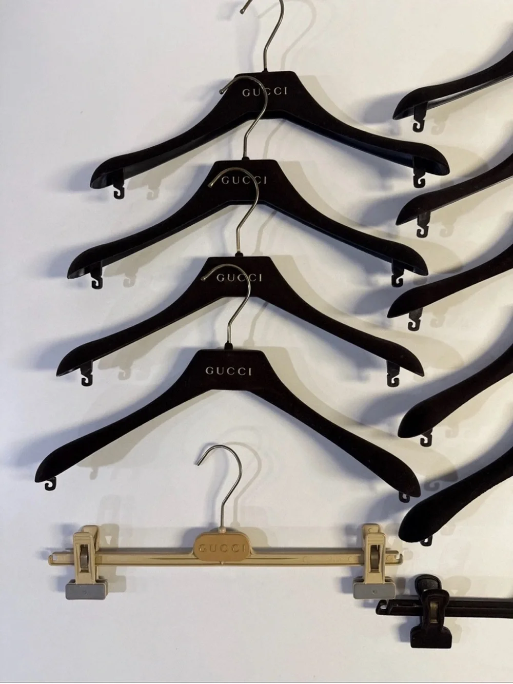 *Lot of 11 Gucci Brown Velvet Hangers 14.5 in